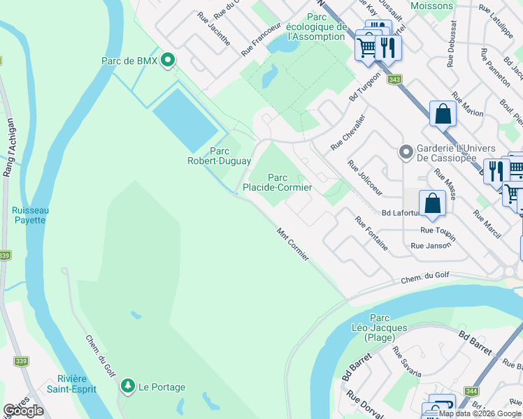 map of restaurants, bars, coffee shops, grocery stores, and more near 932 Montée Cormier in L'Assomption
