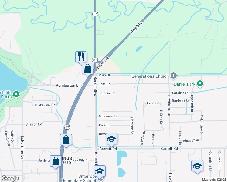map of restaurants, bars, coffee shops, grocery stores, and more near 846 Caroline St in Billings