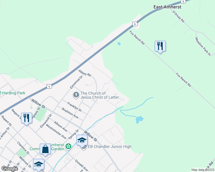 map of restaurants, bars, coffee shops, grocery stores, and more near 10 Garden Court in Amherst