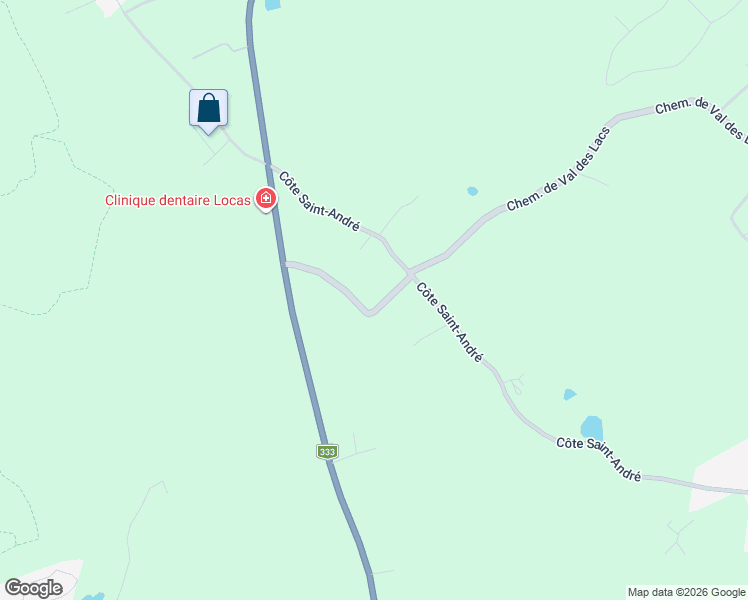 map of restaurants, bars, coffee shops, grocery stores, and more near 2084 Chemin de Val des Lacs in Sainte-Sophie