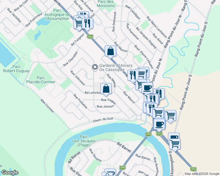 map of restaurants, bars, coffee shops, grocery stores, and more near 700 Rue Victor-Bourgeau in L'Assomption