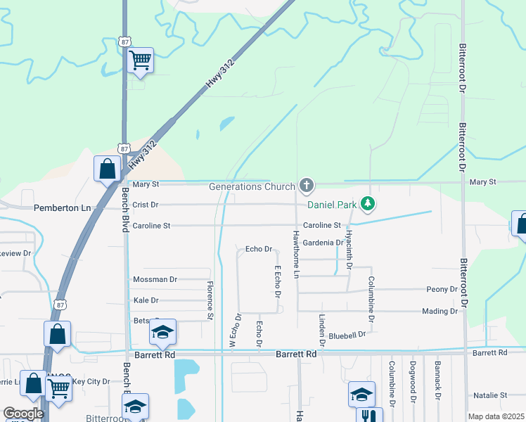 map of restaurants, bars, coffee shops, grocery stores, and more near 1180-1182 Caroline St in Billings