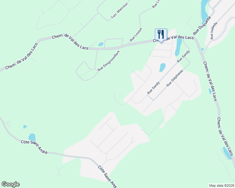 map of restaurants, bars, coffee shops, grocery stores, and more near 144 Rue Delphine in Sainte-Sophie