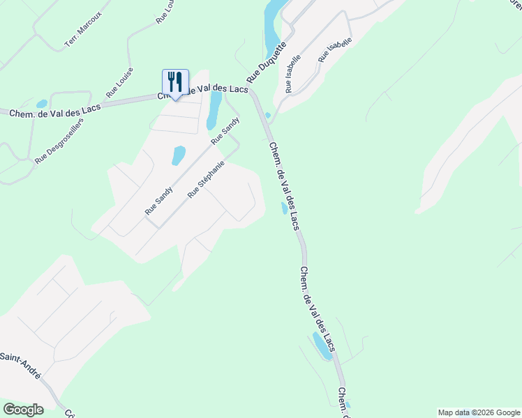 map of restaurants, bars, coffee shops, grocery stores, and more near 125 Rue Alexanne in Sainte-Sophie