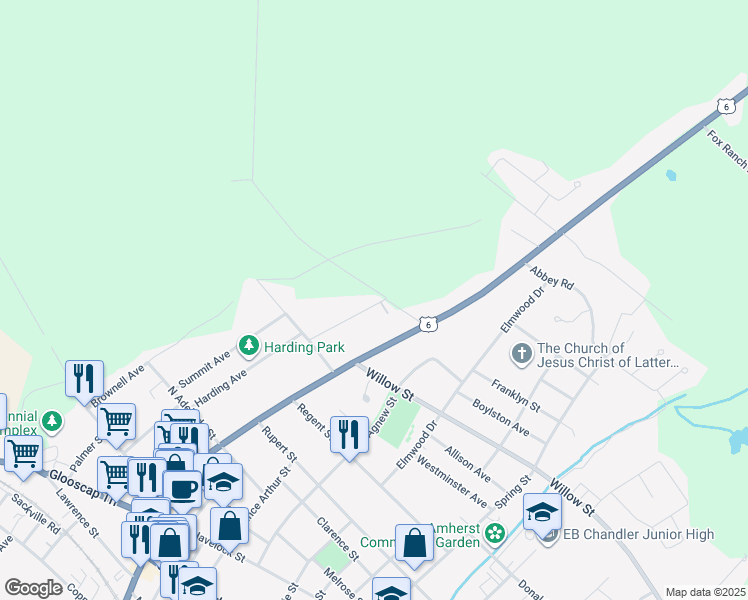 map of restaurants, bars, coffee shops, grocery stores, and more near 18 Durley Street in Amherst