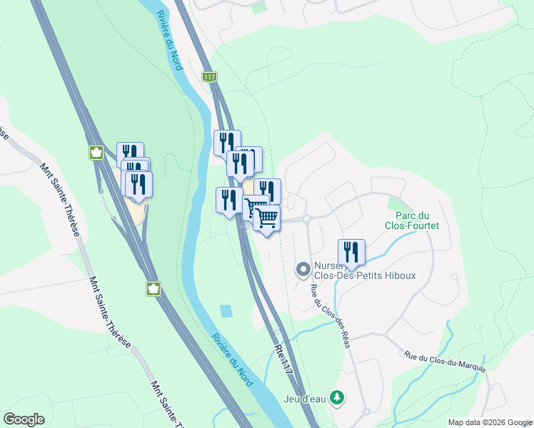 map of restaurants, bars, coffee shops, grocery stores, and more near 2645 Boulevard du Curé Labelle in Prã©Vost