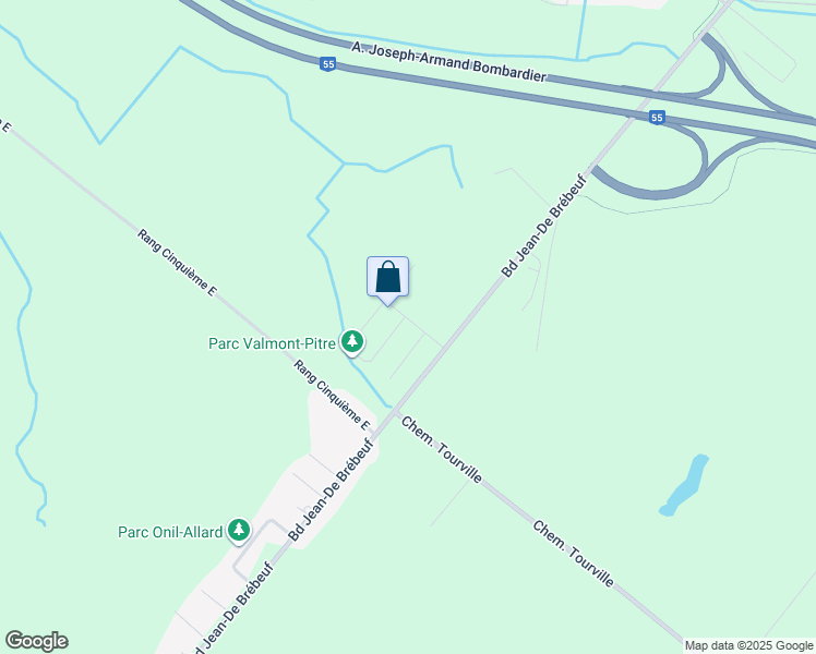 map of restaurants, bars, coffee shops, grocery stores, and more near 3095 Rue Roger in Drummondville