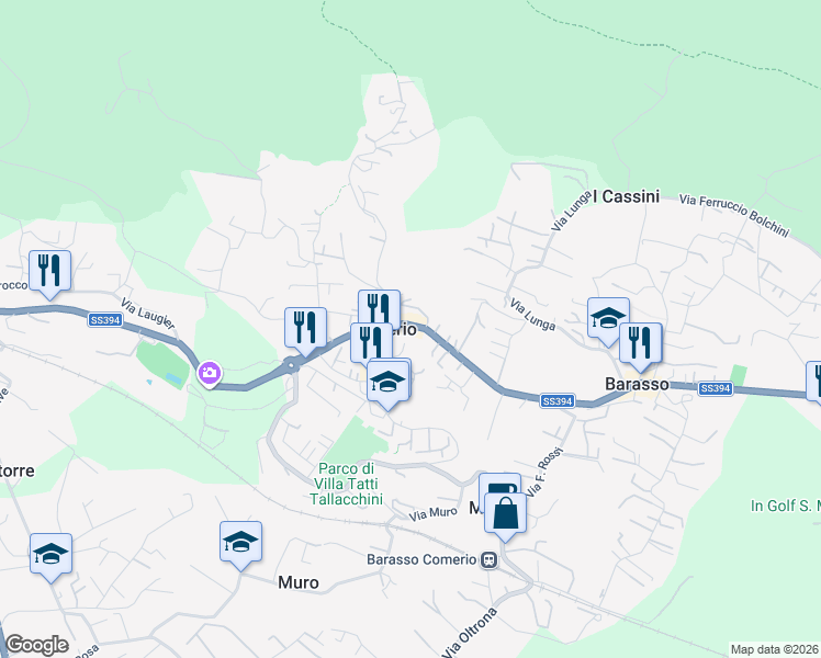 map of restaurants, bars, coffee shops, grocery stores, and more near 27 Via Piave in Comerio