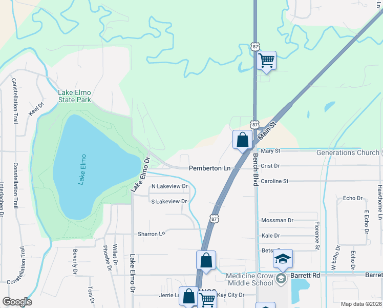 map of restaurants, bars, coffee shops, grocery stores, and more near 2339 Jasmine Circle in Billings