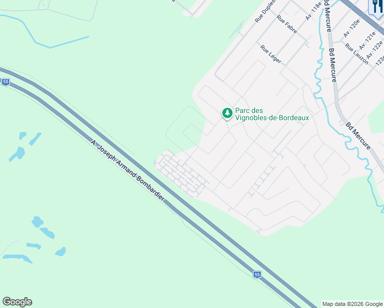 map of restaurants, bars, coffee shops, grocery stores, and more near 385 Rue du Cabernet in Drummondville