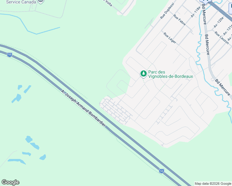 map of restaurants, bars, coffee shops, grocery stores, and more near 385 Rue du Cabernet in Drummondville