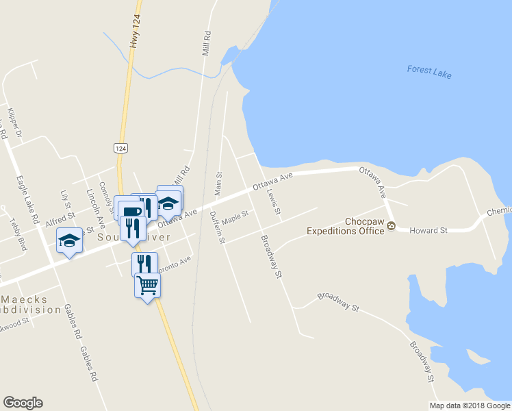 map of restaurants, bars, coffee shops, grocery stores, and more near 35 Broadway Street in South River