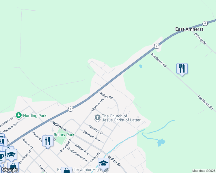 map of restaurants, bars, coffee shops, grocery stores, and more near 255 Victoria Street East in Amherst