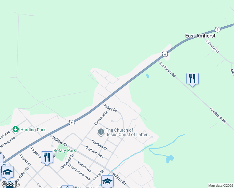 map of restaurants, bars, coffee shops, grocery stores, and more near 2 Marshview Drive in Amherst