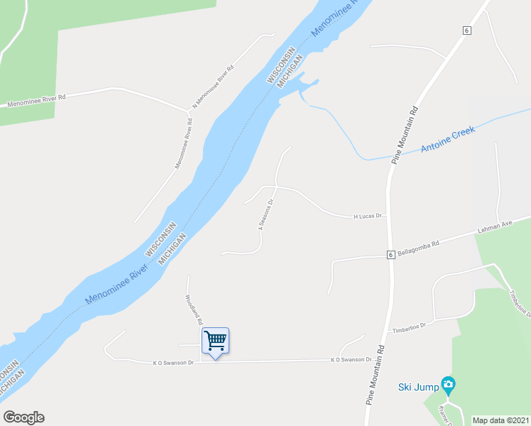 map of restaurants, bars, coffee shops, grocery stores, and more near 4 Seasons Drive in Iron Mountain