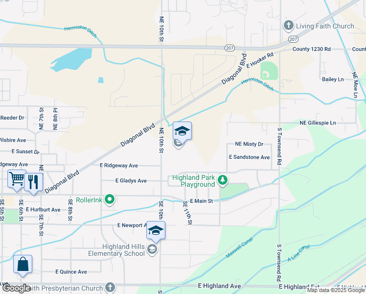 map of restaurants, bars, coffee shops, grocery stores, and more near 400 Northeast 10th Street in Hermiston
