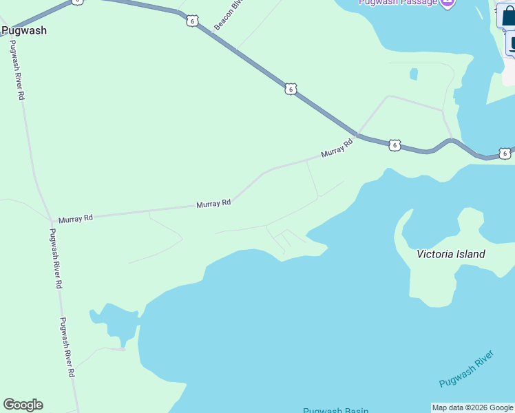 map of restaurants, bars, coffee shops, grocery stores, and more near 1312 Murray Road in Pugwash