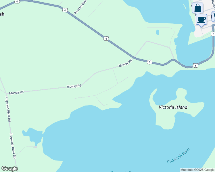 map of restaurants, bars, coffee shops, grocery stores, and more near 71 Pleasure Cove Road in Pugwash