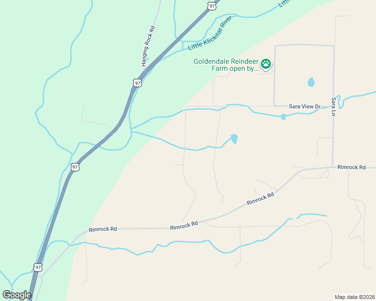 map of restaurants, bars, coffee shops, grocery stores, and more near 75 Sara View Drive in Goldendale
