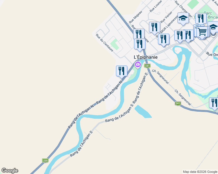 map of restaurants, bars, coffee shops, grocery stores, and more near 1002 Place Rancourt in Saint-Roch-de-l'Achigan