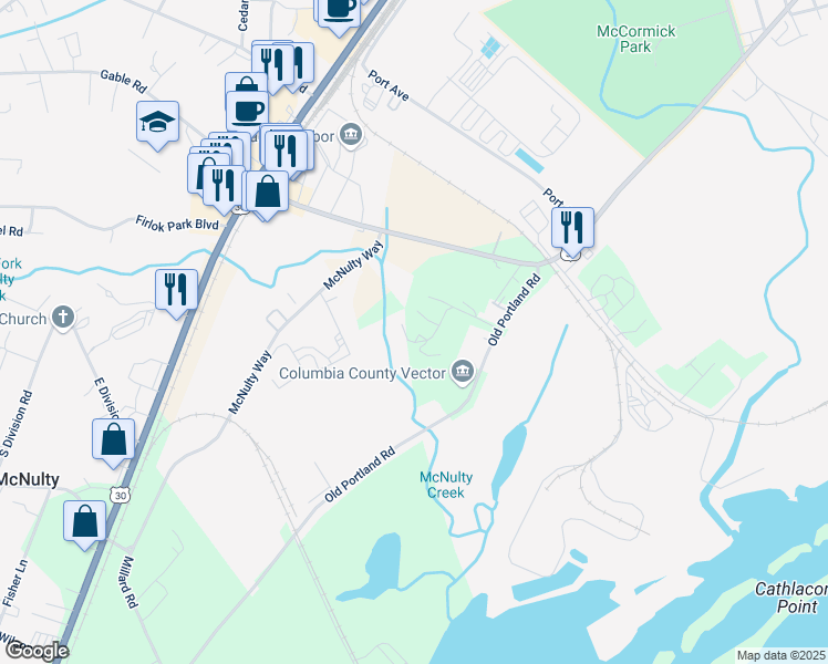map of restaurants, bars, coffee shops, grocery stores, and more near 36054 Construction Way in Saint Helens