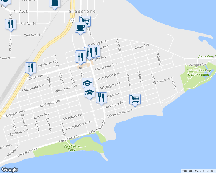 map of restaurants, bars, coffee shops, grocery stores, and more near 321 South 8th Street in Gladstone