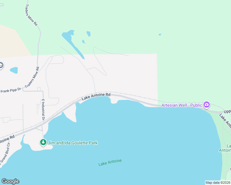 map of restaurants, bars, coffee shops, grocery stores, and more near 595 Lake Antoine Road in Iron Mountain