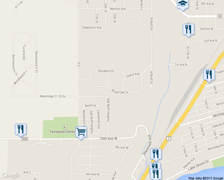 map of restaurants, bars, coffee shops, grocery stores, and more near Royal Oak Drive in Gladstone