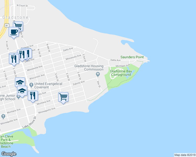 map of restaurants, bars, coffee shops, grocery stores, and more near 217 Dakota Avenue in Gladstone
