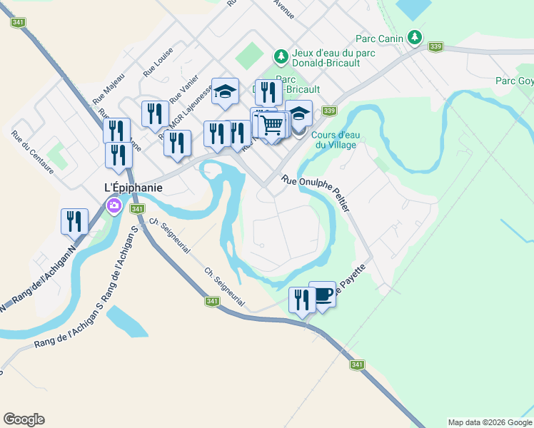 map of restaurants, bars, coffee shops, grocery stores, and more near 117 Place Carignan in L'Ã�Piphanie