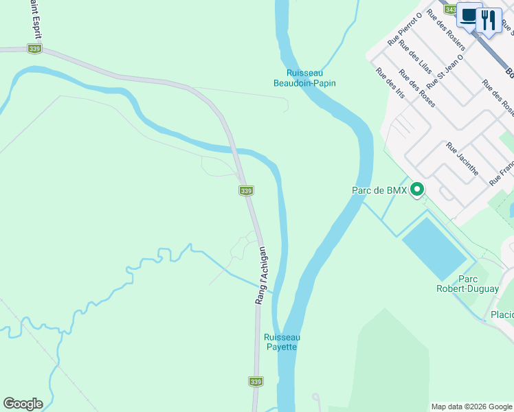 map of restaurants, bars, coffee shops, grocery stores, and more near 875 Rang l'Achigan in L'Épiphanie