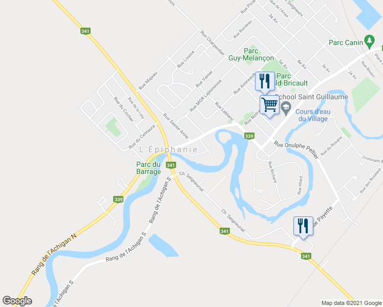map of restaurants, bars, coffee shops, grocery stores, and more near 20 Coderre Street in L'Épiphanie