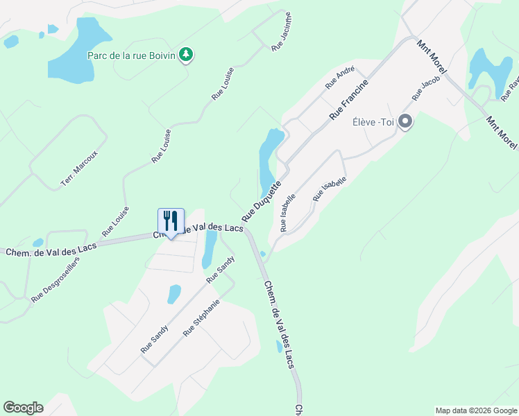map of restaurants, bars, coffee shops, grocery stores, and more near 514 Rue Duquette in Sainte-Sophie