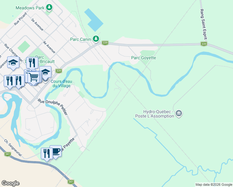 map of restaurants, bars, coffee shops, grocery stores, and more near 188 Croissant du Rivage in L'Épiphanie