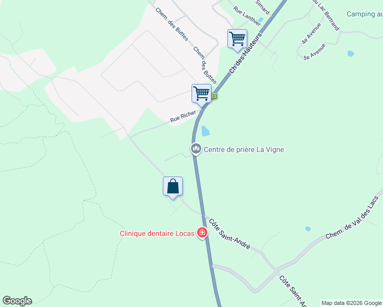 map of restaurants, bars, coffee shops, grocery stores, and more near 1653 Boulevard des Hauteurs in Sainte-Sophie