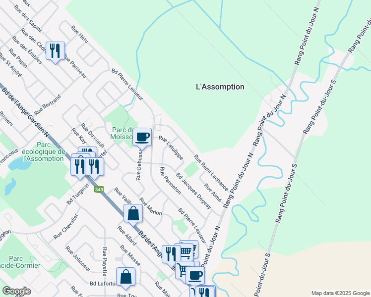 map of restaurants, bars, coffee shops, grocery stores, and more near 995 Rue Rémi Lachance in L'Assomption