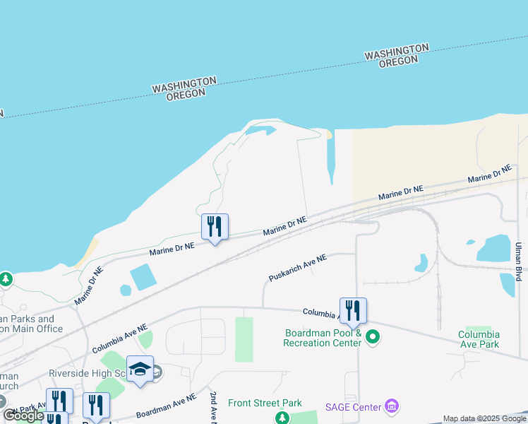 map of restaurants, bars, coffee shops, grocery stores, and more near 203 Tidewater Way in Boardman