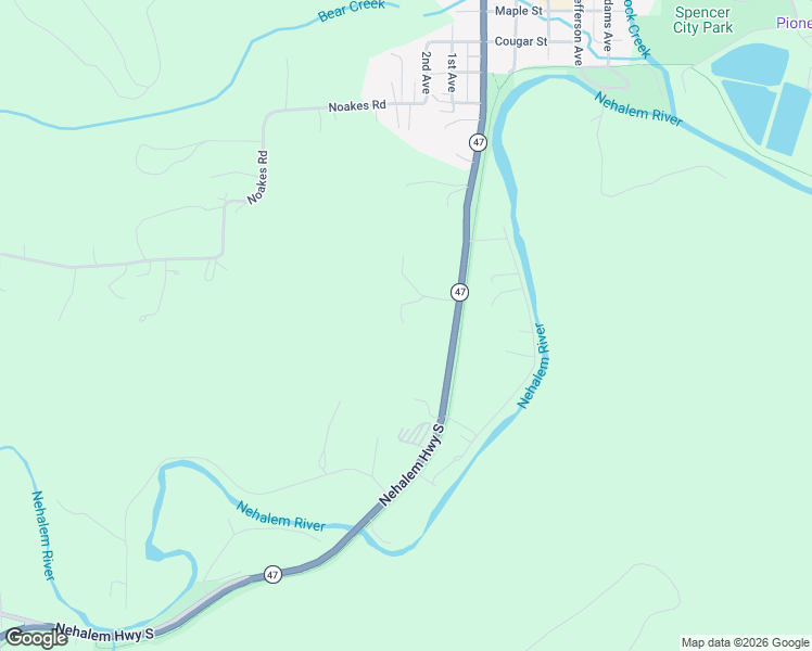 map of restaurants, bars, coffee shops, grocery stores, and more near 58901 Nehalem Highway South in Vernonia