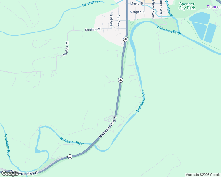map of restaurants, bars, coffee shops, grocery stores, and more near 58901 Nehalem Highway South in Vernonia