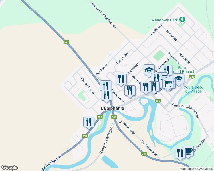 map of restaurants, bars, coffee shops, grocery stores, and more near Rue Saint Anne in L'Épiphanie