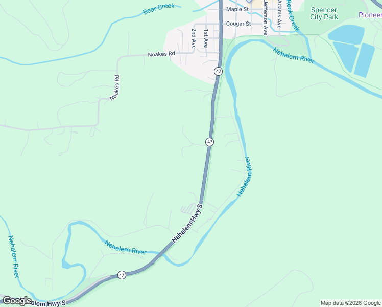 map of restaurants, bars, coffee shops, grocery stores, and more near 58901 Nehalem Highway South in Vernonia