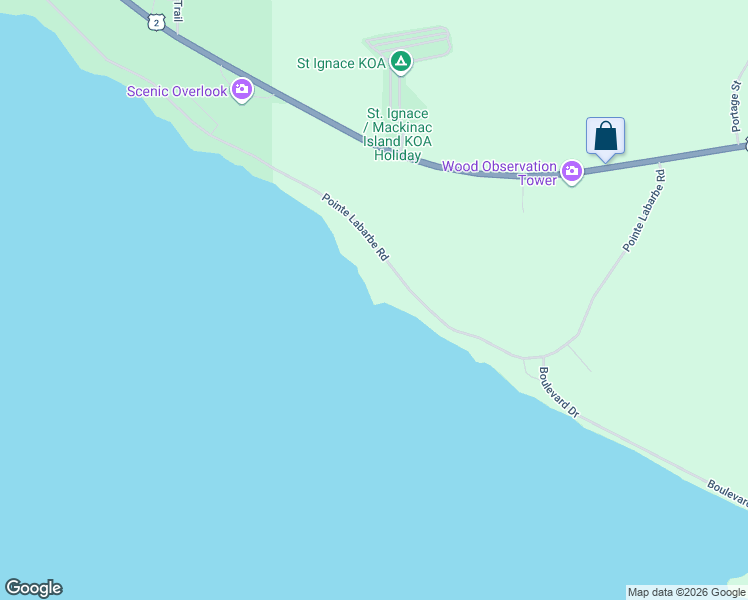 map of restaurants, bars, coffee shops, grocery stores, and more near in St. Ignace