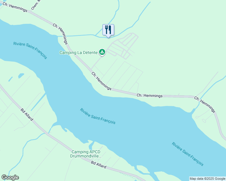 map of restaurants, bars, coffee shops, grocery stores, and more near 3461 Chemin Hemmings in Drummondville