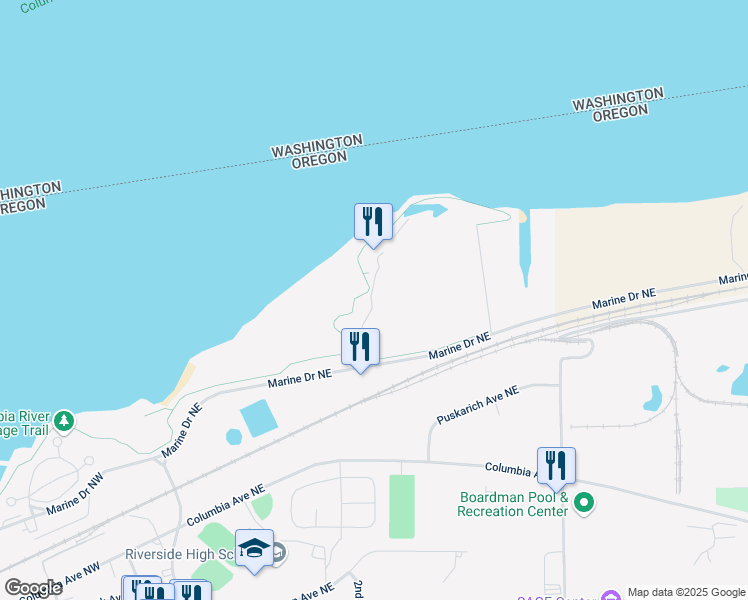 map of restaurants, bars, coffee shops, grocery stores, and more near 203 Tidewater Way in Boardman