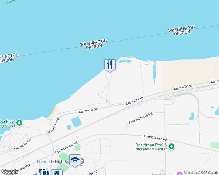 map of restaurants, bars, coffee shops, grocery stores, and more near 10 Marine Drive East in Boardman