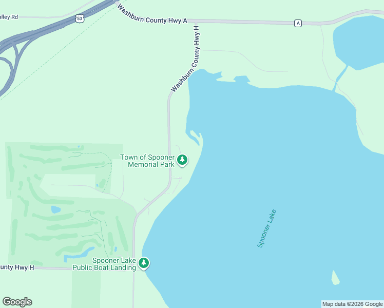 map of restaurants, bars, coffee shops, grocery stores, and more near N5886 County Highway H in Spooner