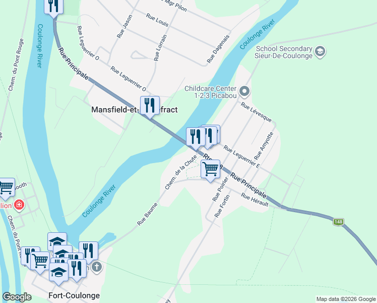 map of restaurants, bars, coffee shops, grocery stores, and more near 175 Chemin de la Chute in Fort-Coulonge