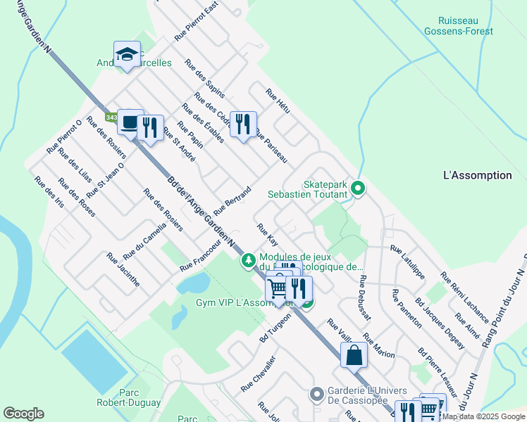map of restaurants, bars, coffee shops, grocery stores, and more near 1236 Rue Kay in L'Assomption