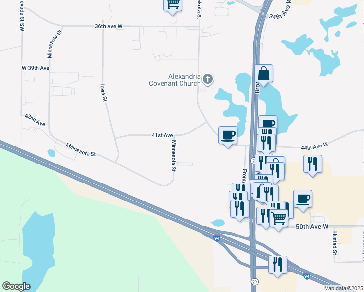 map of restaurants, bars, coffee shops, grocery stores, and more near 1424 41st Avenue in Alexandria
