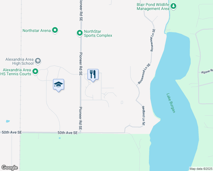 map of restaurants, bars, coffee shops, grocery stores, and more near 1611 45th Avenue East in Alexandria